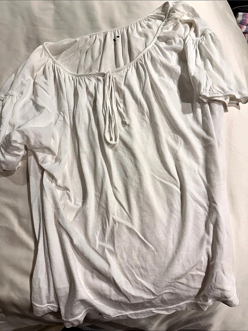 Three Dots White Peasant Blouse